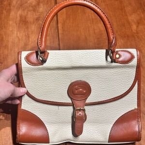 VTG Dooney & Bourke Cream and Brown Shoulder Bag